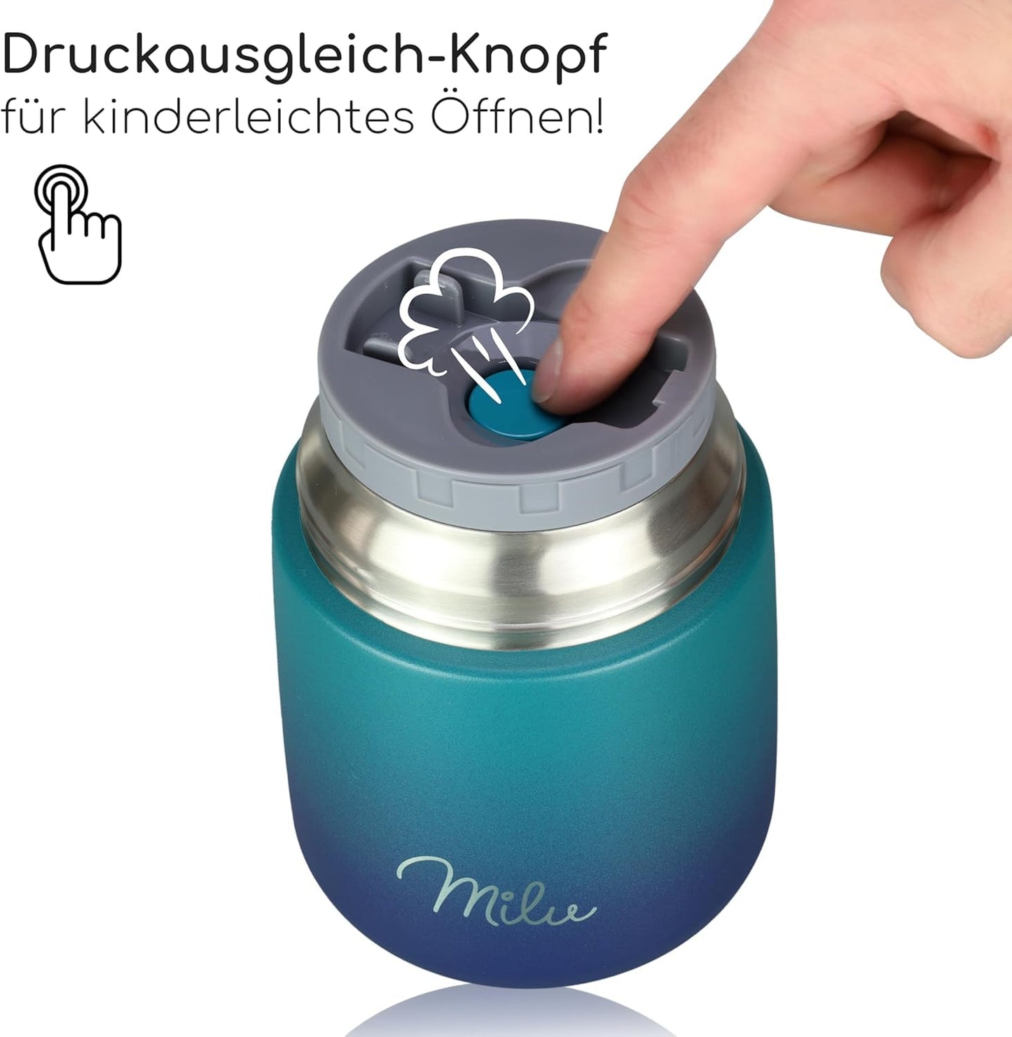 Milu® Thermobehälter 450ml – Edelstahl Lunchbox, Warmhaltebox für Essen & Suppen