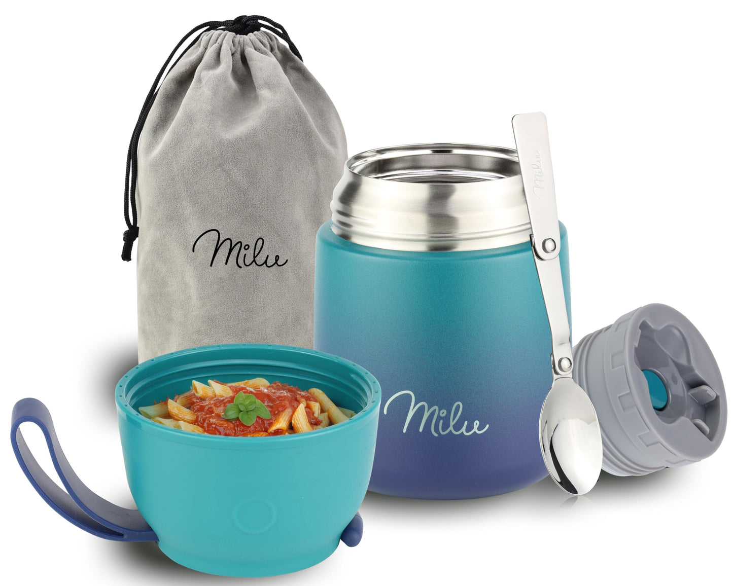 Milu® Thermobehälter 450ml – Edelstahl Lunchbox, Warmhaltebox für Essen & Suppen