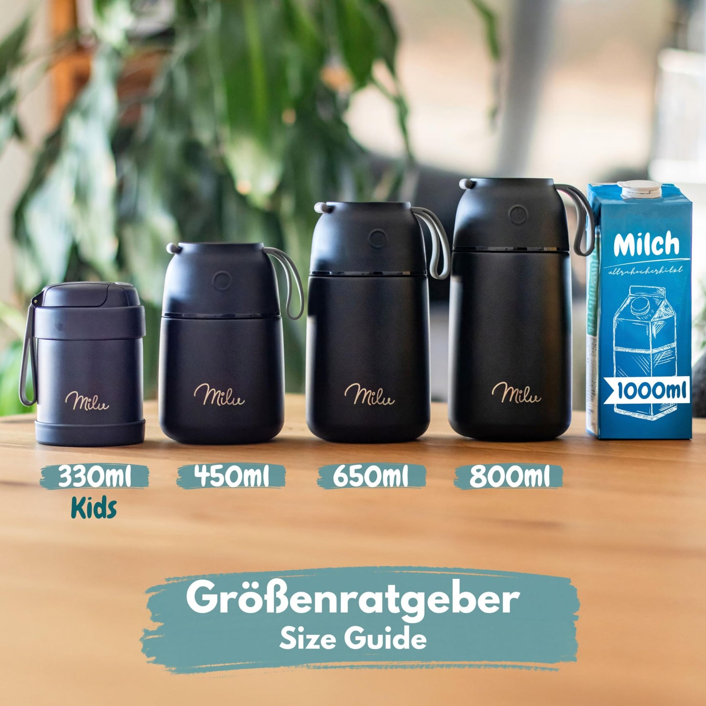 Milu® Thermobehälter 450ml – Edelstahl Lunchbox, Warmhaltebox für Essen & Suppen