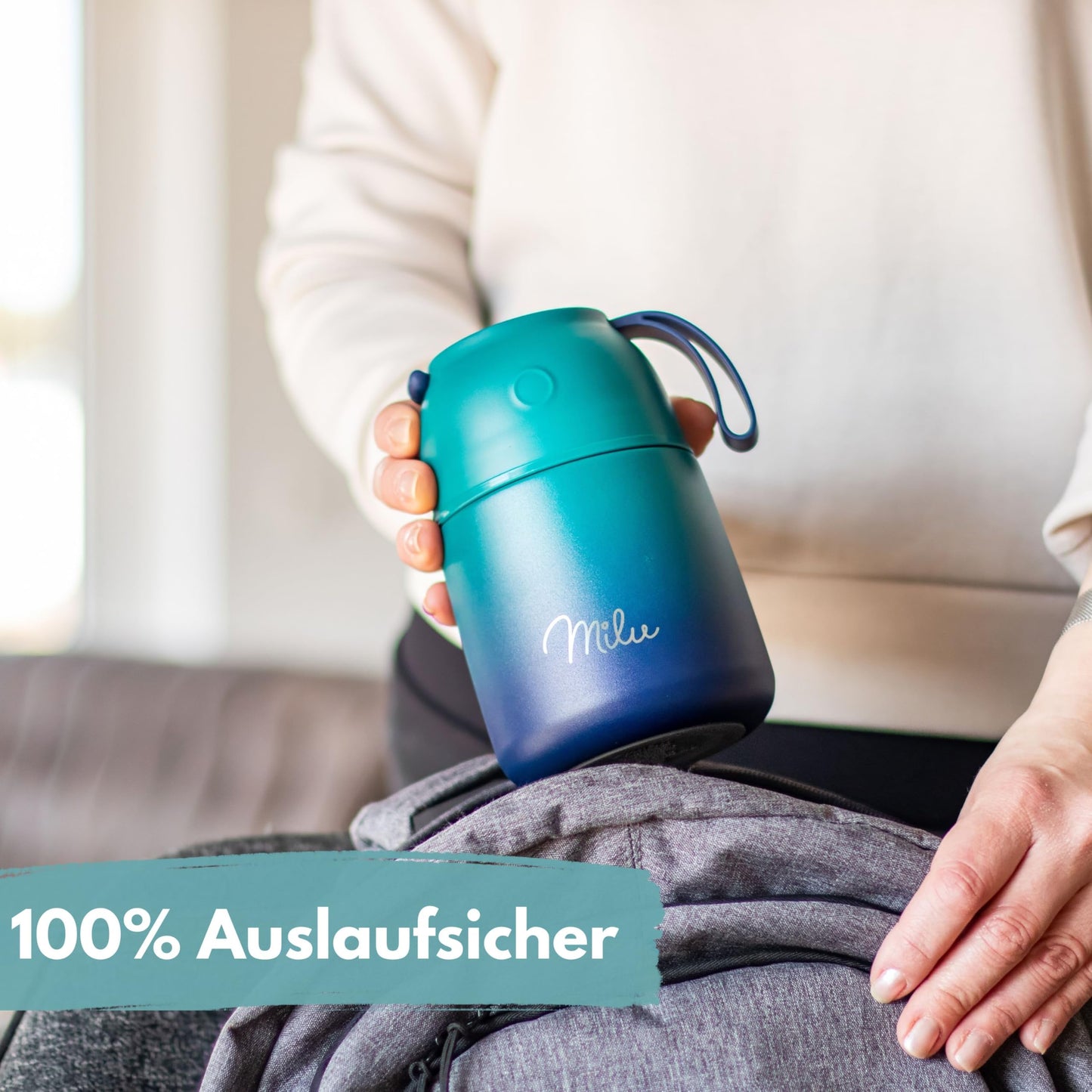 Milu® Thermobehälter 450ml – Edelstahl Lunchbox, Warmhaltebox für Essen & Suppen